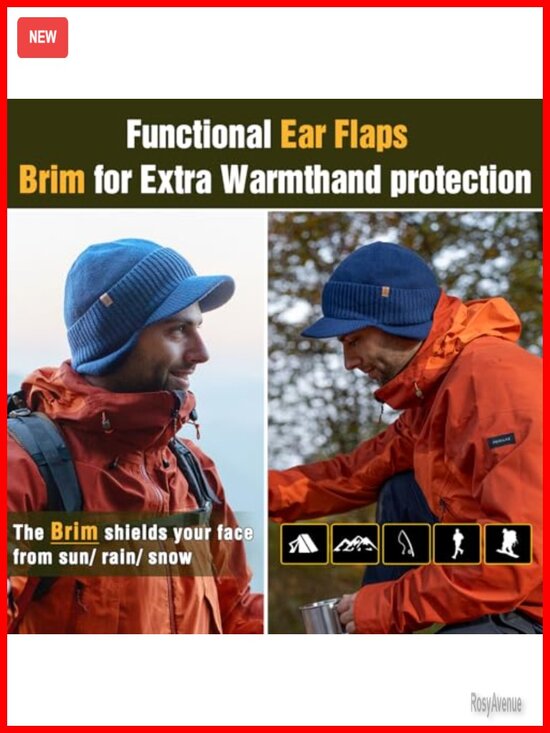 DryKnit Waterproof Merino Wool Beanie with Ear Flaps Fleece-Lined Stretch Fit main image 2